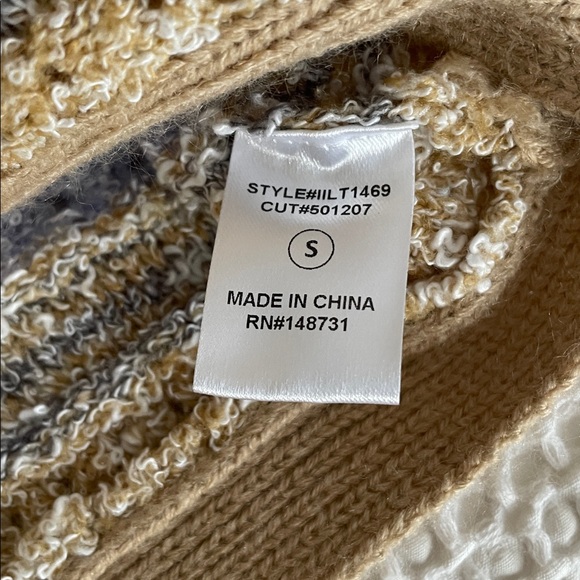 LALAVON Boxy Crop V-Neck Short Sleeve Open Knit Multi Color Sweater Top Size S - Picture 9 of 10